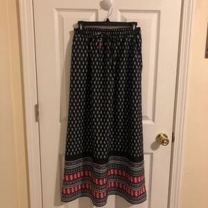 Black and Red Patterned Maxi Skirt
